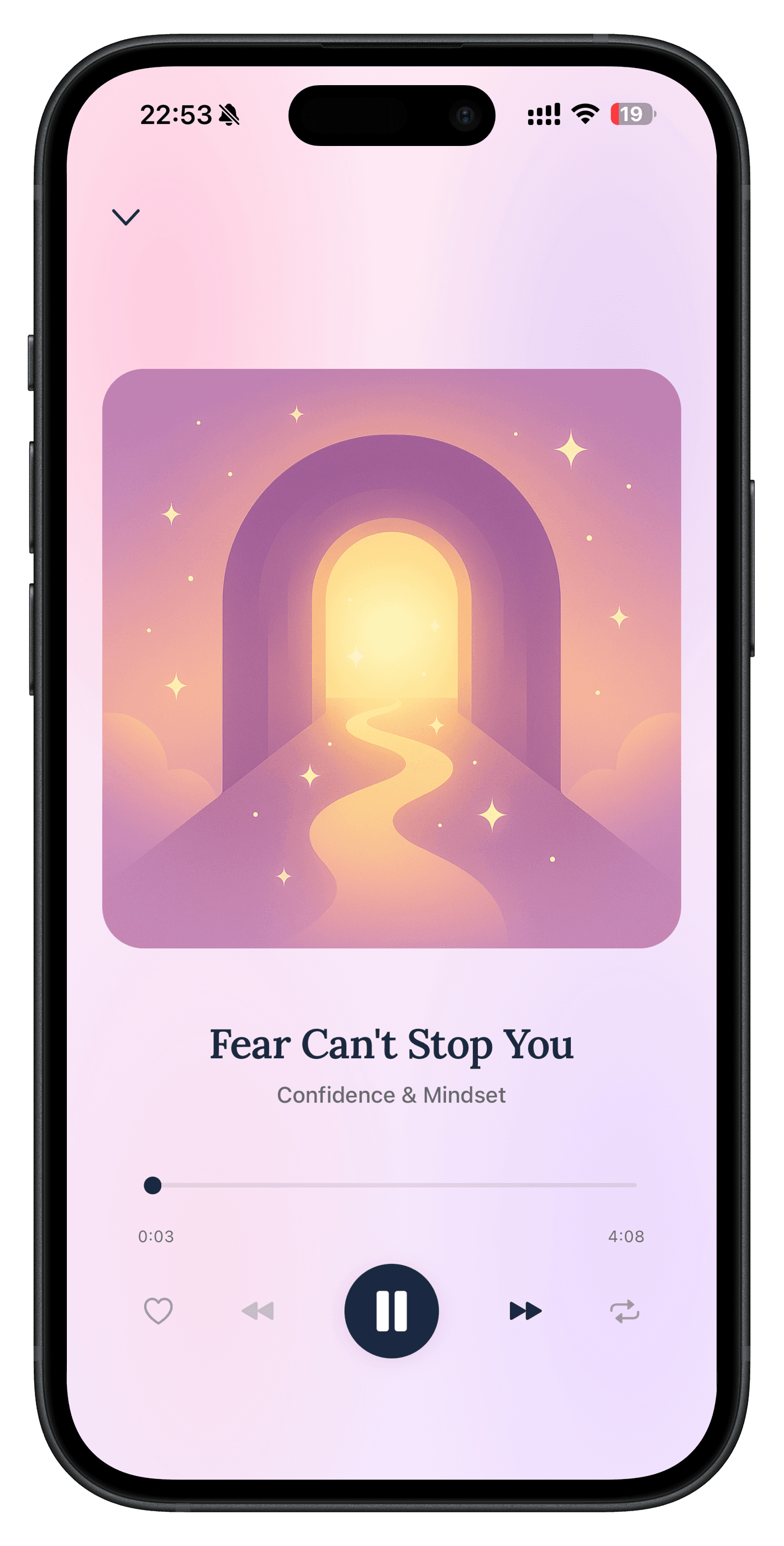 Affina affirmation player for overcoming fear