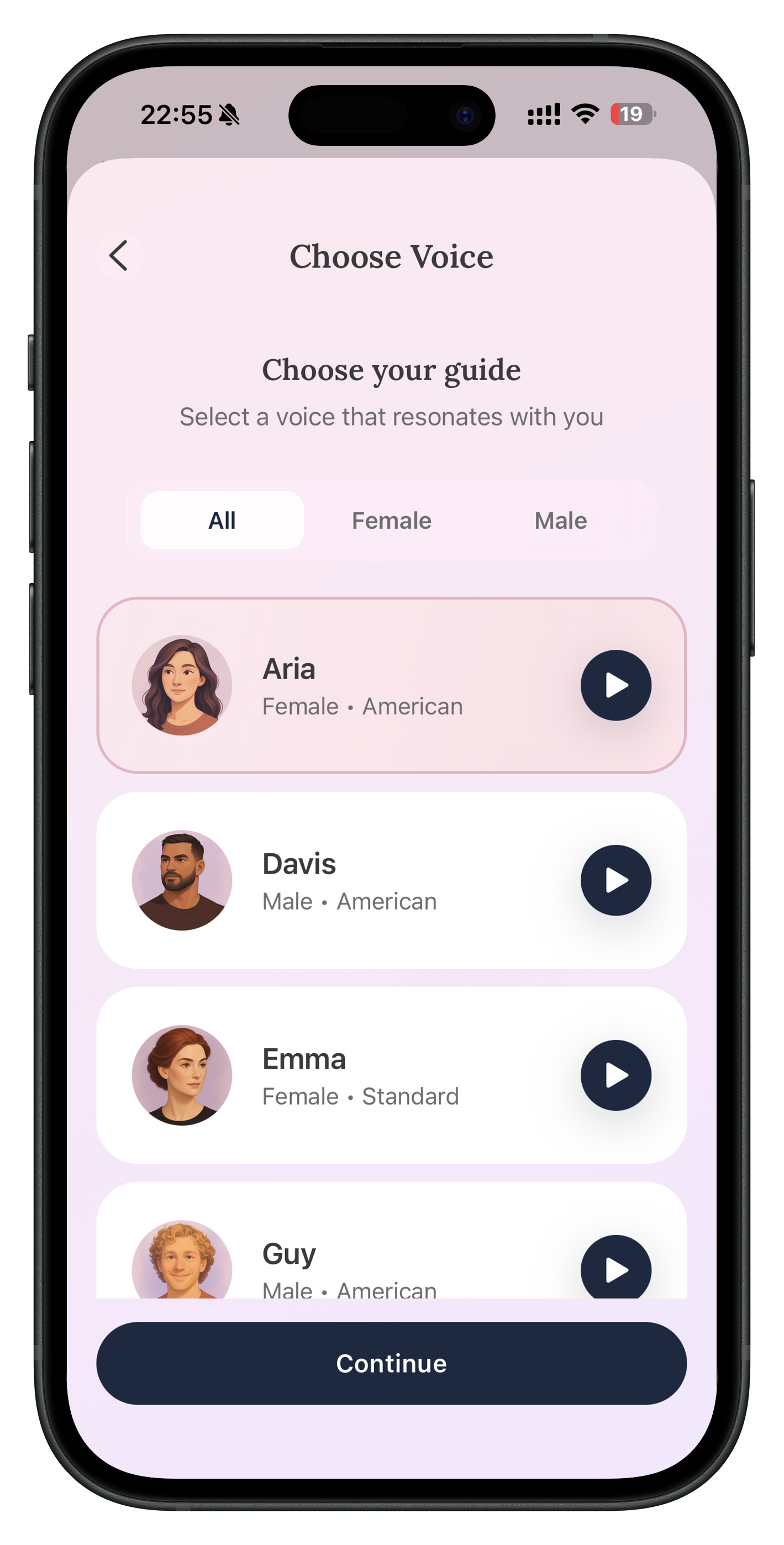 Choose voice and ambience